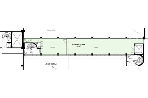 Mekaanikonkatu 1 (2. krs) - Toimistoparvi 157 m2